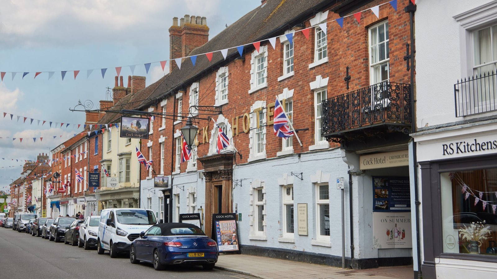 The frontage of the Cock Hotel of Stony Stratford