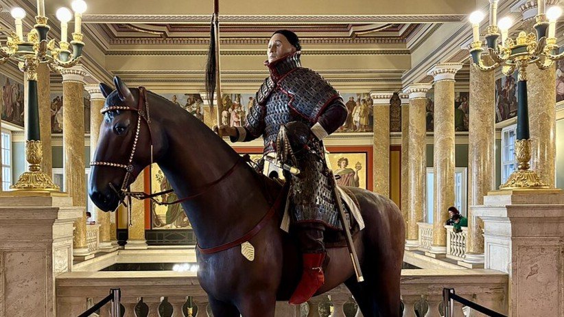Nemzeti Museum's artistic mounted statue of Attila the Hun.